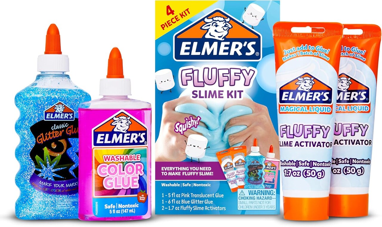 Fluffy Slime Kit, Includes Elmer’s Translucent Color Glue (4 Count)